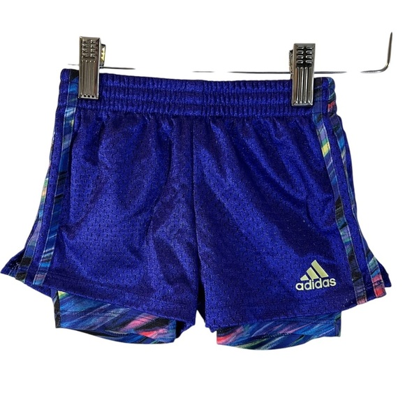 Adidas Toddler Mesh Shorts 24M Tie Dye Striped Legging Lined Elastic Waist Sport - Picture 1 of 6